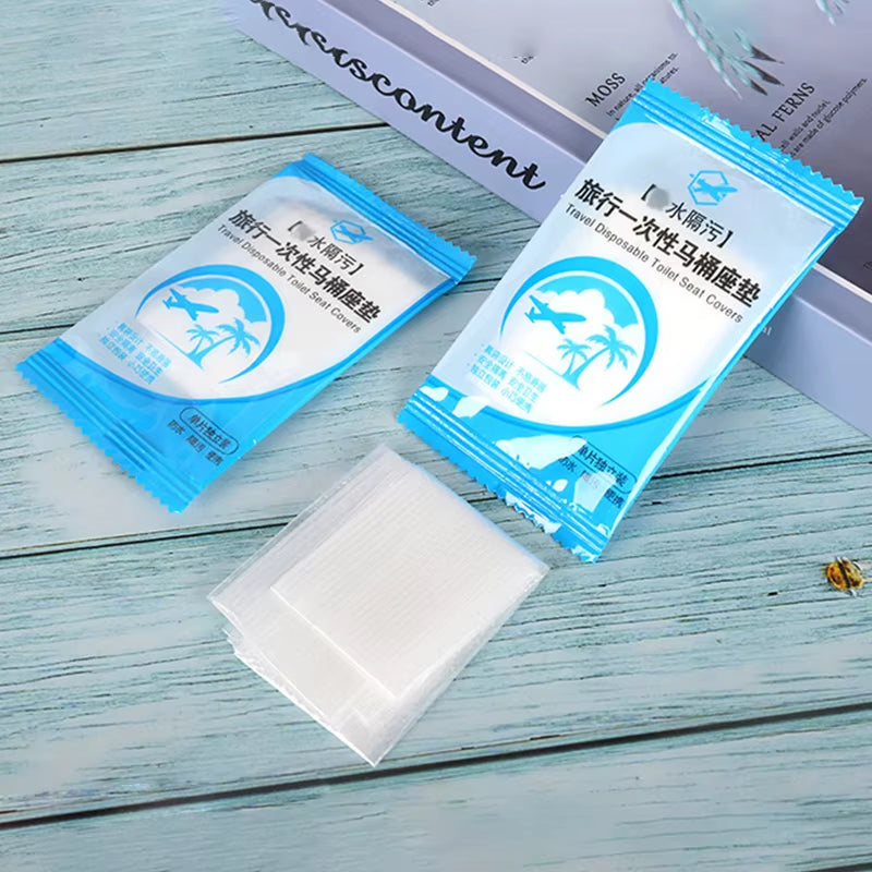 50-Pack Individually Wrapped Disposable Waterproof Toilet Seat Covers, Non-Slip Design for Travel and Protection