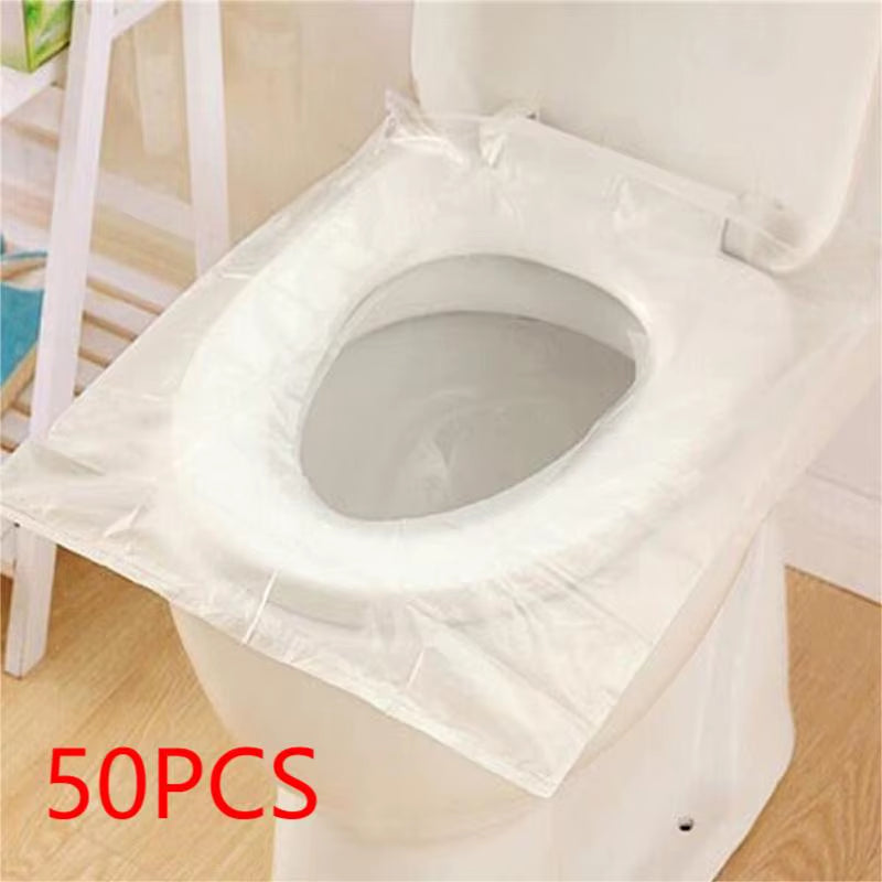 50-Pack Individually Wrapped Disposable Waterproof Toilet Seat Covers, Non-Slip Design for Travel and Protection
