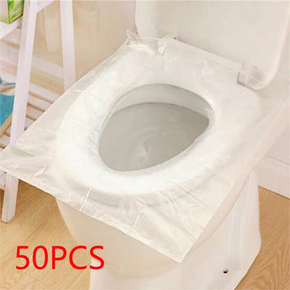 50-Pack Individually Wrapped Disposable Waterproof Toilet Seat Covers, Non-Slip Design for Travel and Protection
